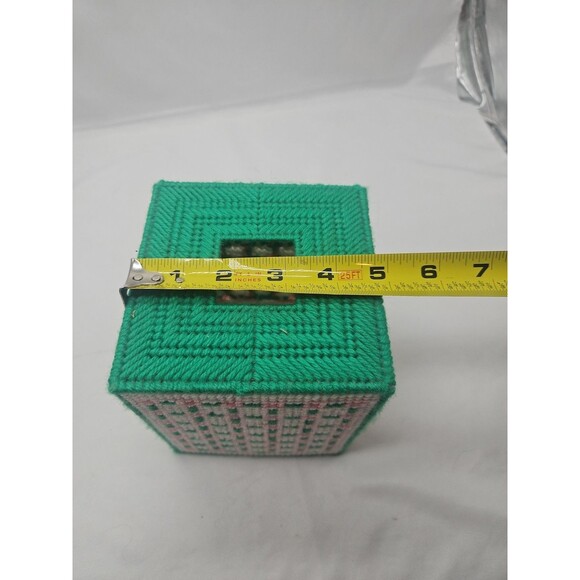 Vintage Handmade Kleenex/Tissue Box Cover Green And Pink - Picture 12 of 13